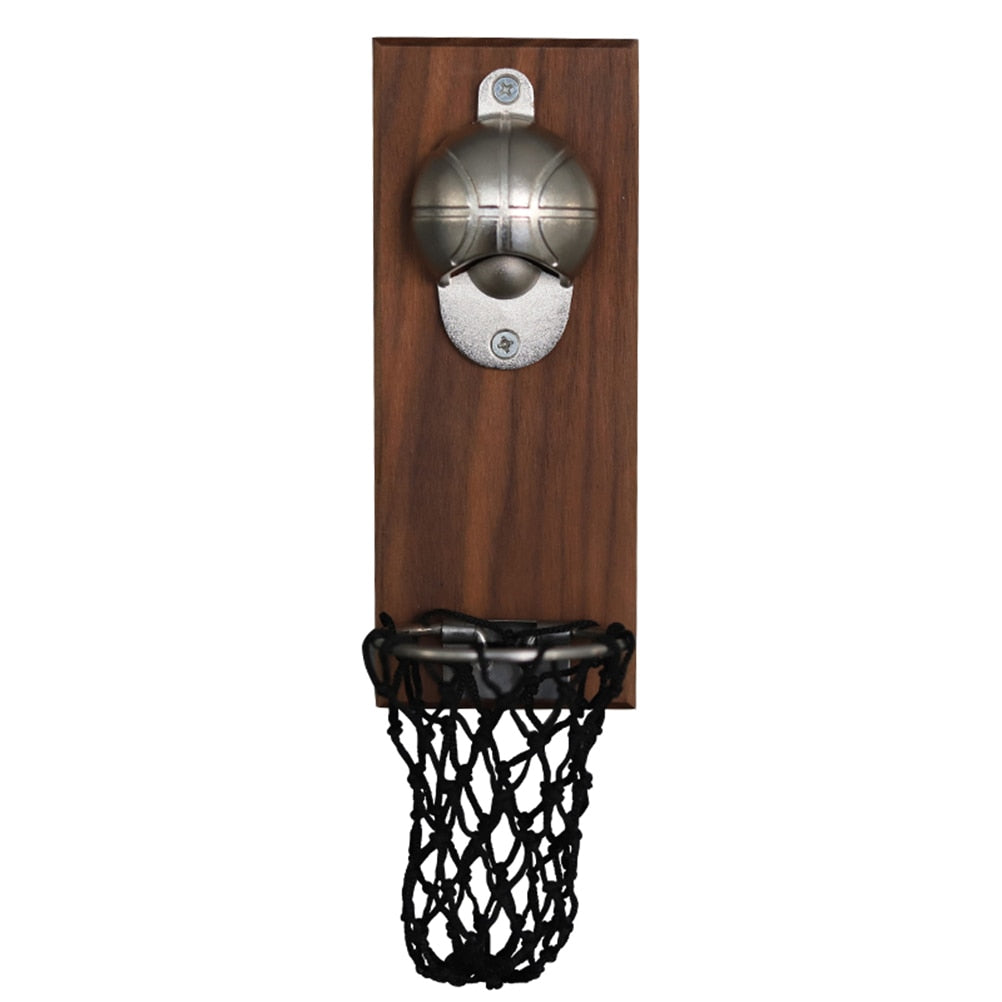 Wall Mounted Basketball Bottle Opener with Cap Net by HitMyNeed