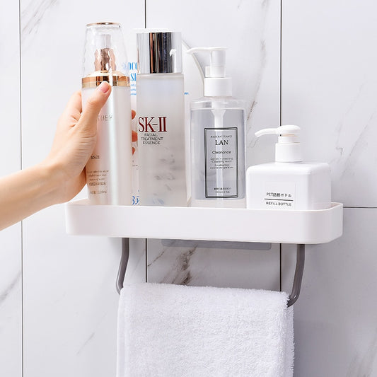 Wall-Mounted Bathroom Shelf with Towel Bar by HitMyNeed