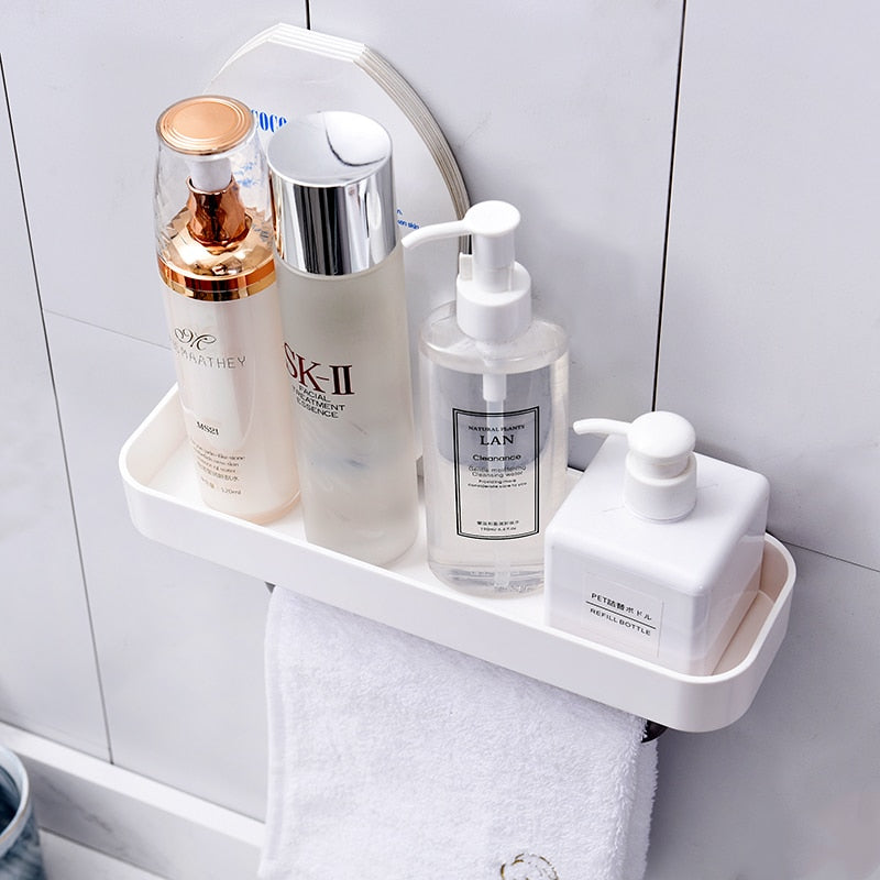 Wall-Mounted Bathroom Shelf with Towel Bar by HitMyNeed