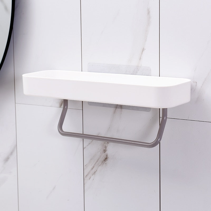 Wall-Mounted Bathroom Shelf with Towel Bar by HitMyNeed