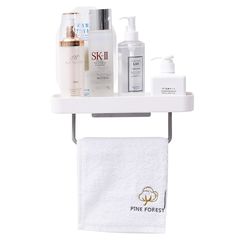 Wall-Mounted Bathroom Shelf with Towel Bar by HitMyNeed