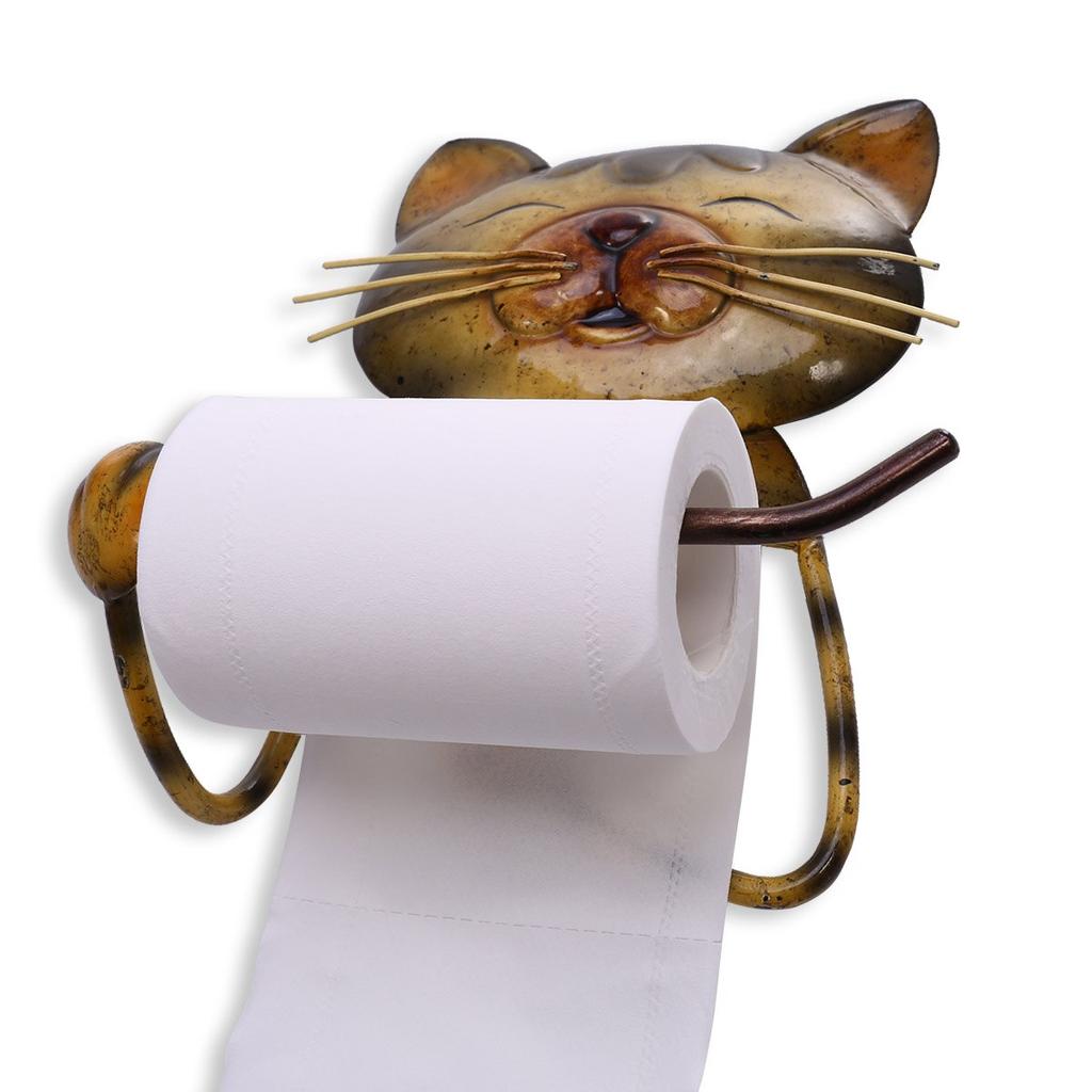 Wall Mounted Cast Iron Cat Toilet Roll Holder by HitMyNeed
