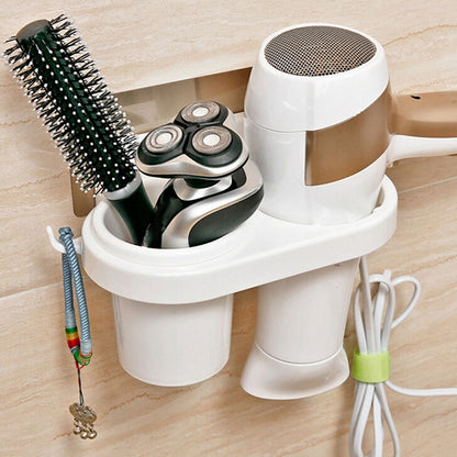 Wall Mounted Hair Dryer Rack with Storage Cup by HitMyNeed
