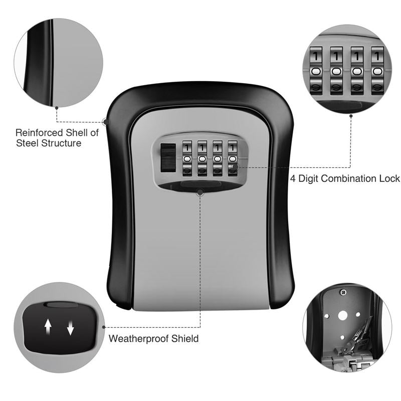 Wall Mounted Key Safe Lock Box with 4-Digit Code by HitMyNeed