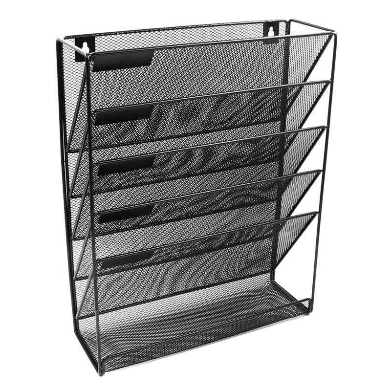 Wall Mounted Mesh File Holder Rack with 5 Tiers by HitMyNeed