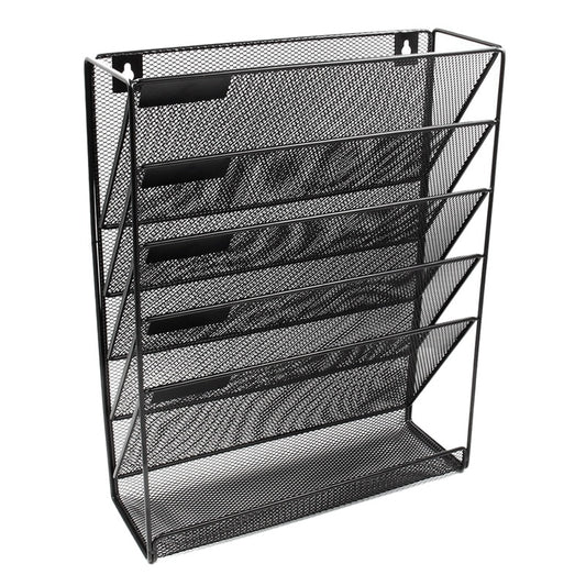 Wall Mounted Mesh File Holder Rack with 5 Tiers by HitMyNeed