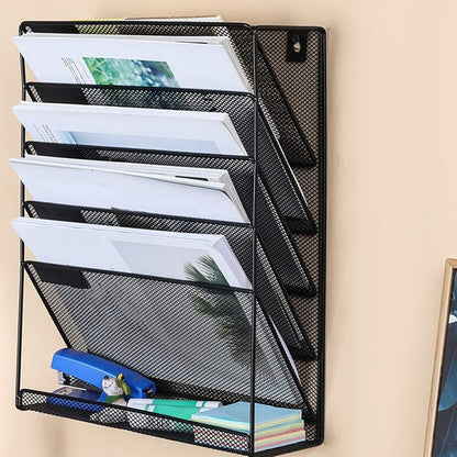 Wall Mounted Mesh File Holder Rack with 5 Tiers by HitMyNeed