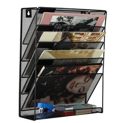 Wall Mounted Mesh File Holder Rack with 5 Tiers by HitMyNeed