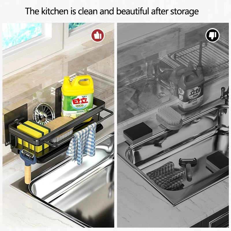 Wall Mounted No-Drill Kitchen Sink Sponge & Soap Rack by HitMyNeed