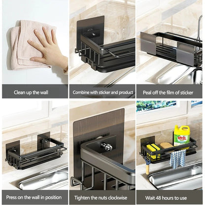 Wall Mounted No-Drill Kitchen Sink Sponge & Soap Rack by HitMyNeed