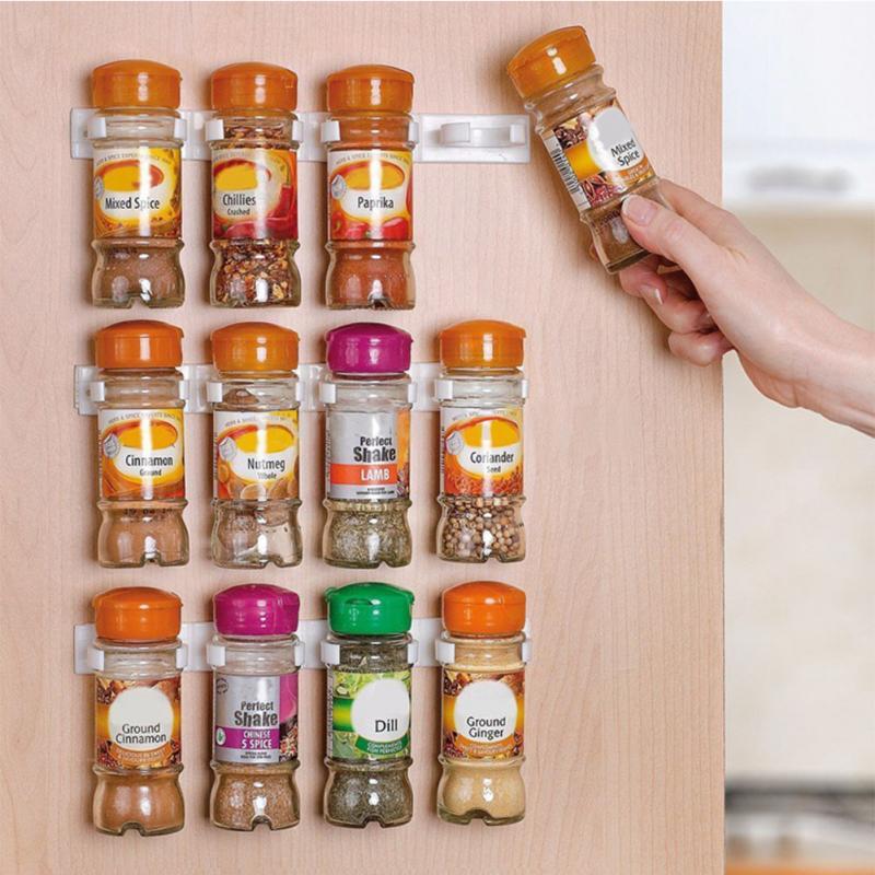 Wall Mounted Plastic Spice Rack Storage Set of 4 by HitMyNeed