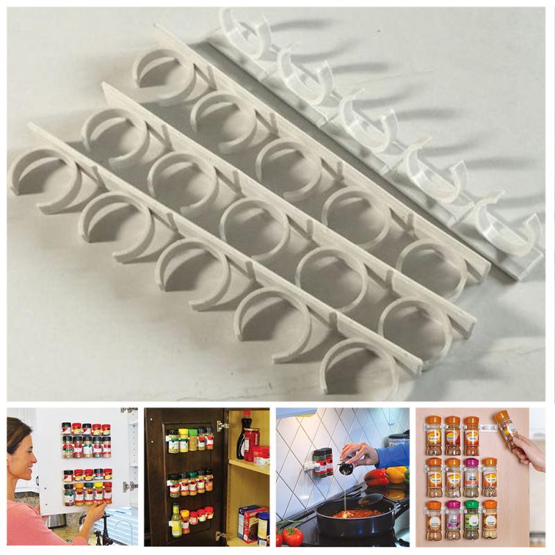 Wall Mounted Plastic Spice Rack Storage Set of 4 by HitMyNeed