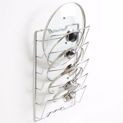 Wall-Mounted Pot Lid Organizer Rack, 5-Slot Metal by HitMyNeed