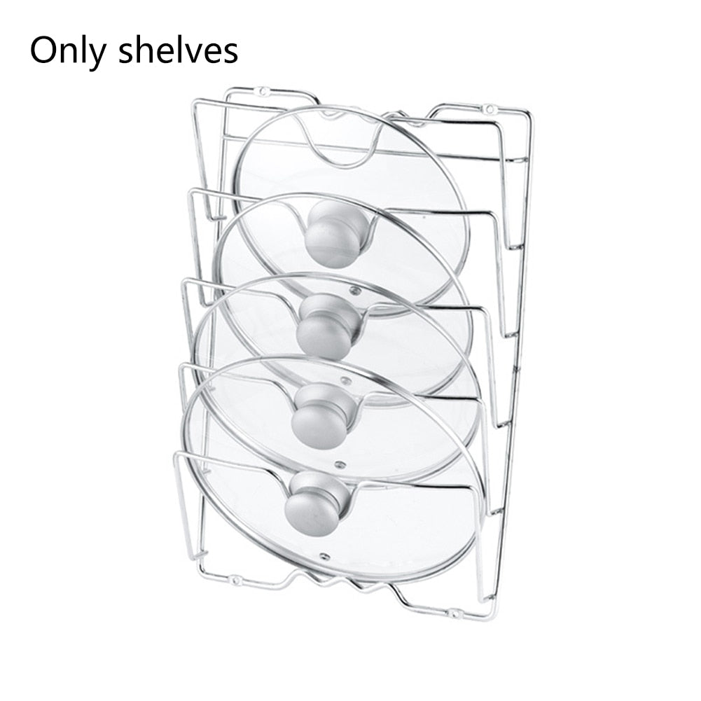 Wall-Mounted Pot Lid Organizer Rack, 5-Slot Metal by HitMyNeed