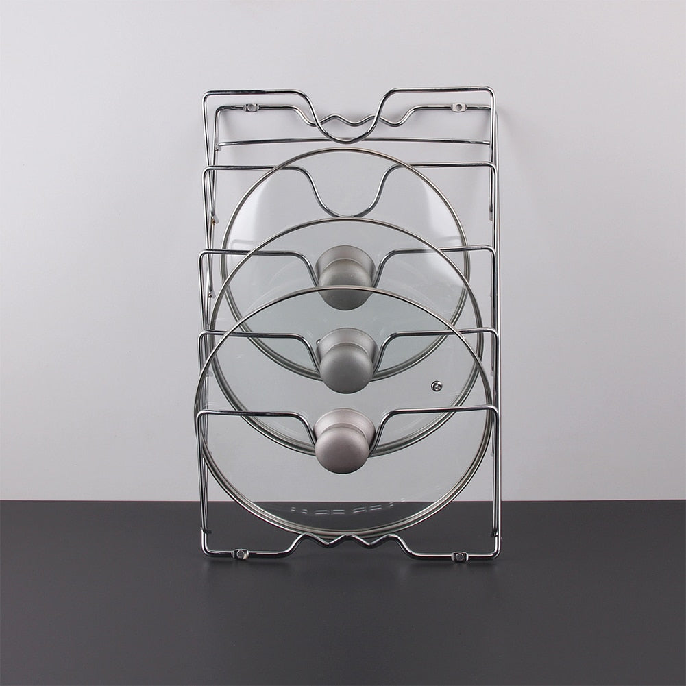 Wall-Mounted Pot Lid Organizer Rack, 5-Slot Metal by HitMyNeed