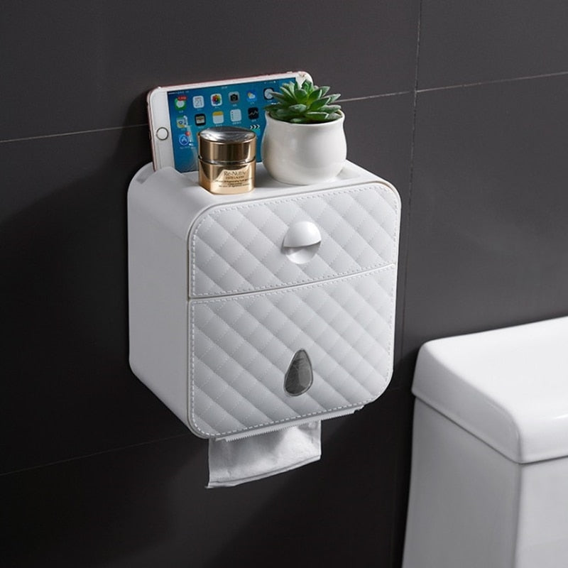 Wall Mounted Toilet Paper Box with Storage Drawer by HitMyNeed
