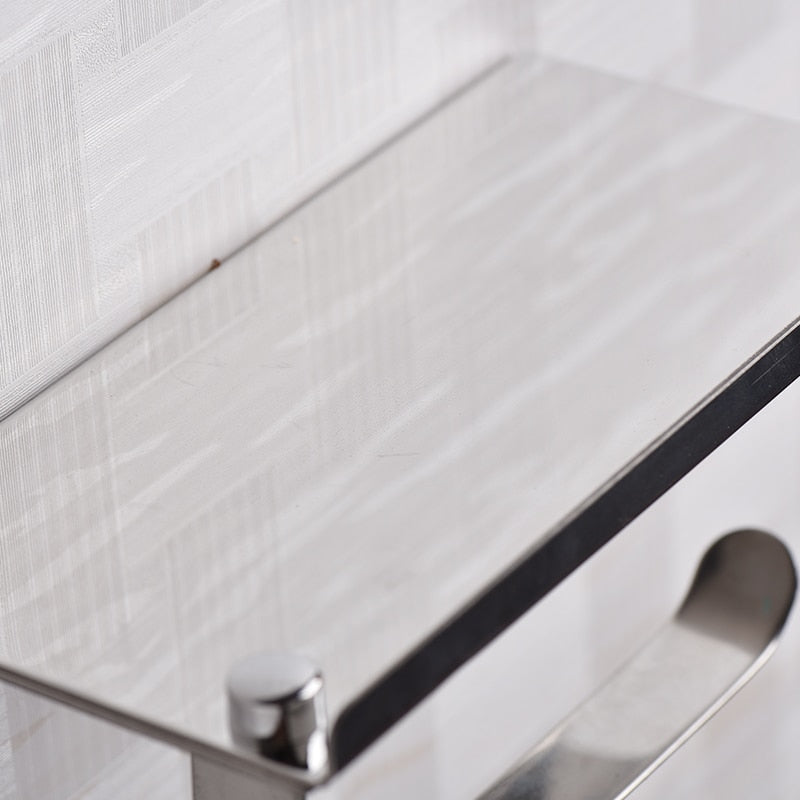 Wall Mounted Toilet Roll Holder with Storage Shelf by HitMyNeed