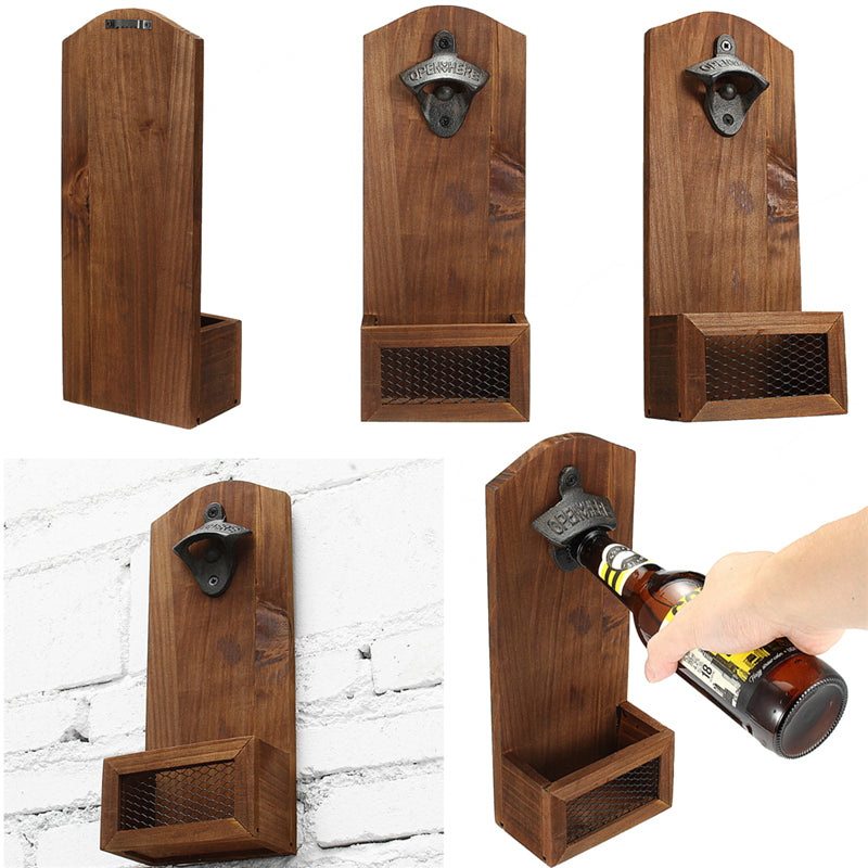 Wall Mounted Vintage Bottle Opener with Cap Catcher by HitMyNeed