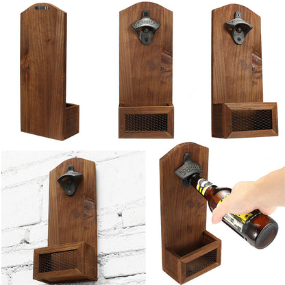 Wall Mounted Vintage Bottle Opener with Cap Catcher by HitMyNeed