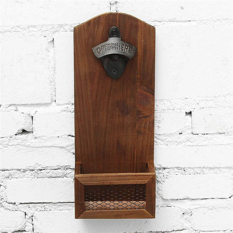 Wall Mounted Vintage Bottle Opener with Cap Catcher by HitMyNeed