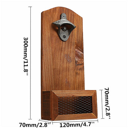 Wall Mounted Vintage Bottle Opener with Cap Catcher by HitMyNeed