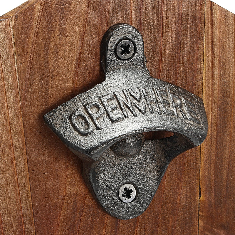 Wall Mounted Vintage Bottle Opener with Cap Catcher by HitMyNeed