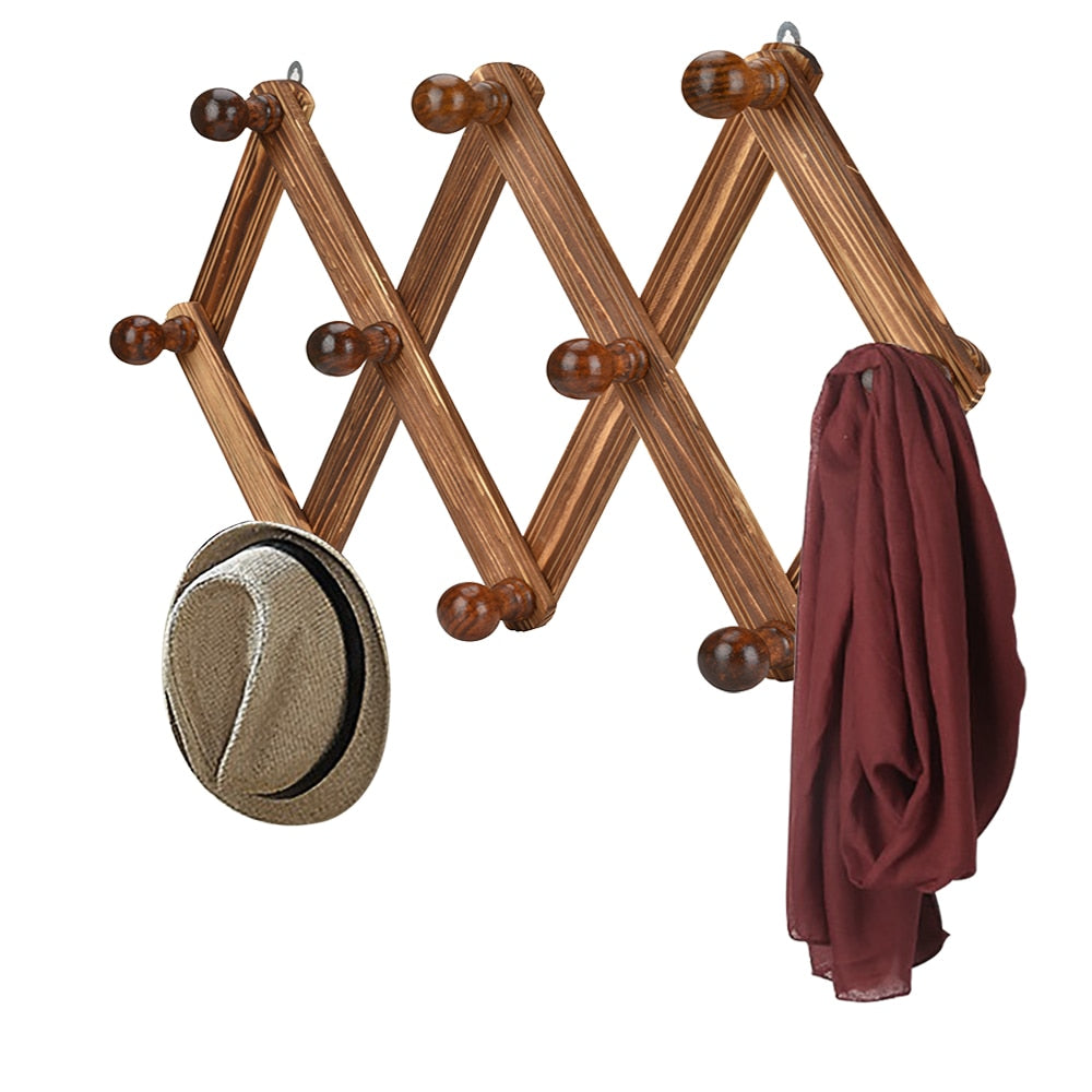 Wall-Mounted Wooden Coat Rack with 10 Hooks by HitMyNeed
