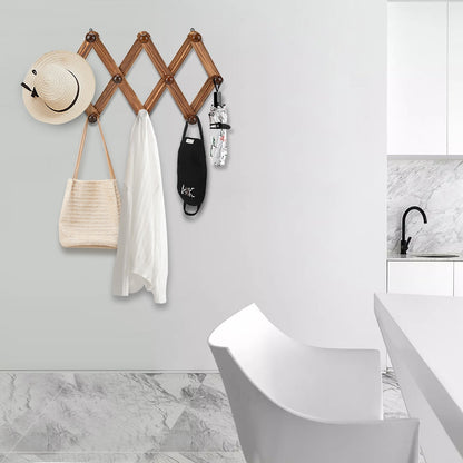 Wall-Mounted Wooden Coat Rack with 10 Hooks by HitMyNeed