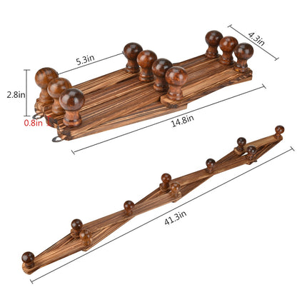 Wall-Mounted Wooden Coat Rack with 10 Hooks by HitMyNeed