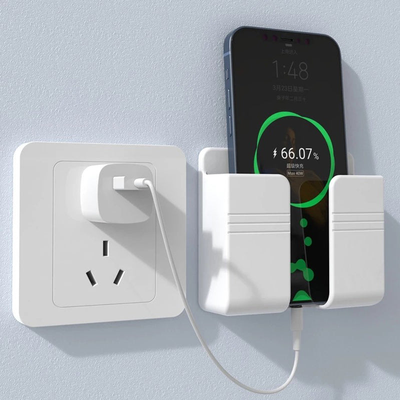 Wall Phone Charging Holder & Remote Control Organizer by HitMyNeed