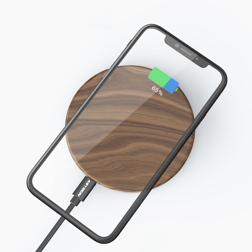 Walnut Wireless Charging Pad for iPhone & Samsung by HitMyNeed