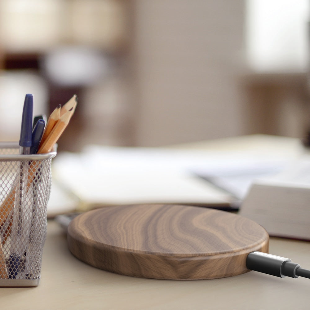 Walnut Wireless Charging Pad for iPhone & Samsung by HitMyNeed