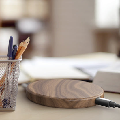 Walnut Wireless Charging Pad for iPhone & Samsung by HitMyNeed