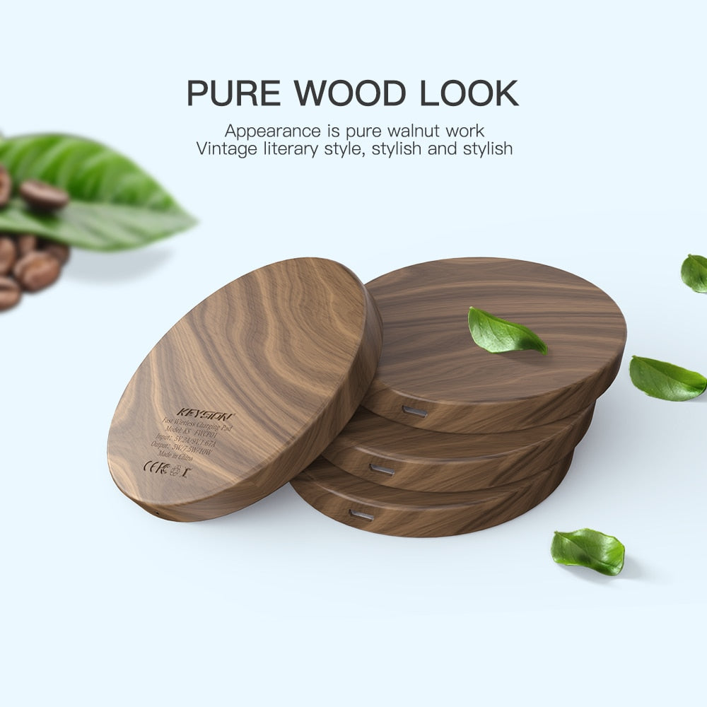 Walnut Wireless Charging Pad for iPhone & Samsung by HitMyNeed