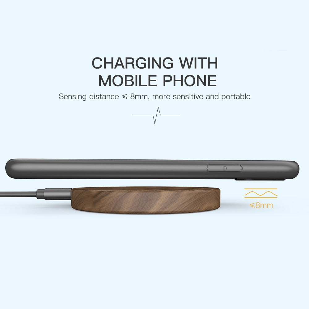 Walnut Wireless Charging Pad for iPhone & Samsung by HitMyNeed