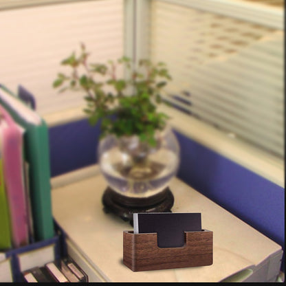 Walnut Wooden Business Card Holder for Desk by HitMyNeed