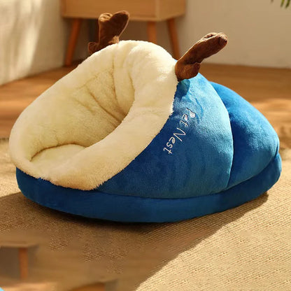 Warm Slipper Dog Kennel Bed for Small Pets blue 40x30x25-cm by HitMyNeed