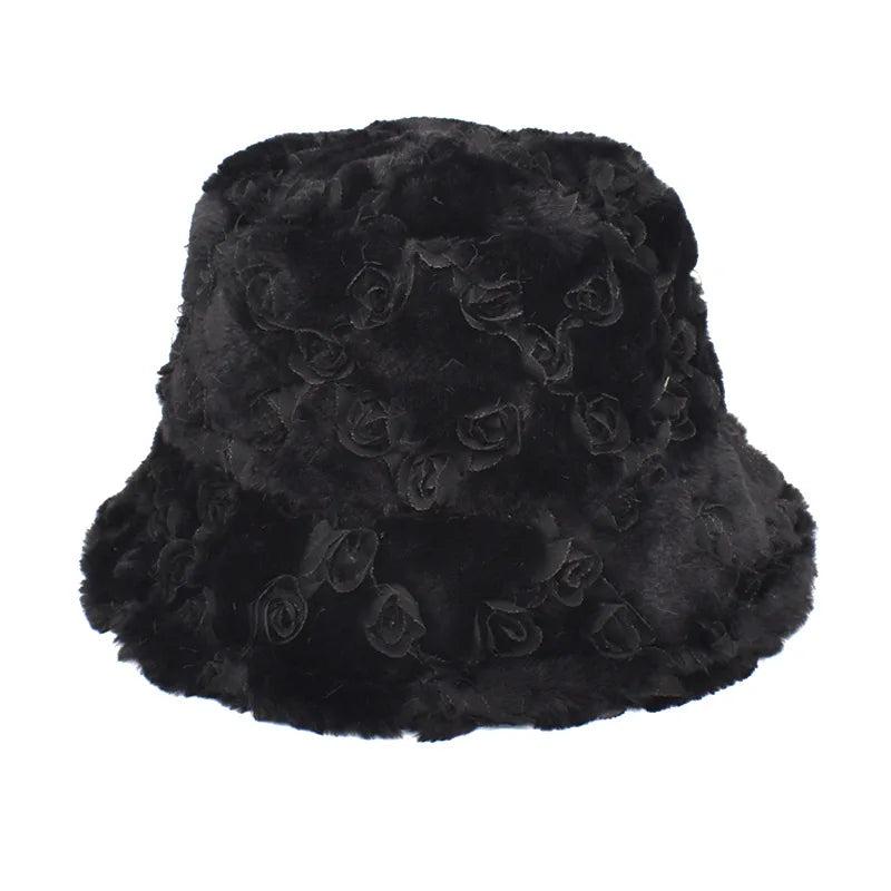 Warm Women's Winter Bucket Hat c008-rose-1 by HitMyNeed