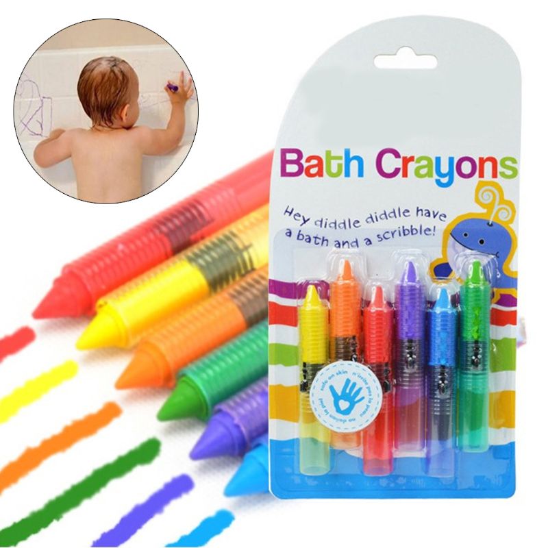 Washable Bath Crayons for Kids (Set of 6 Colors) by HitMyNeed
