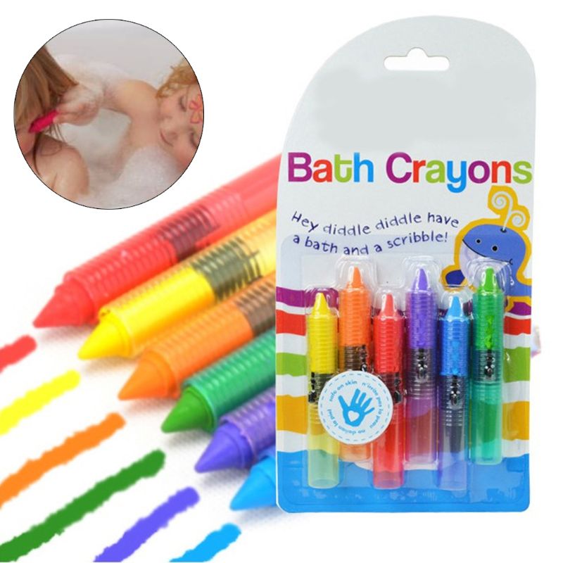 Washable Bath Crayons for Kids (Set of 6 Colors) by HitMyNeed
