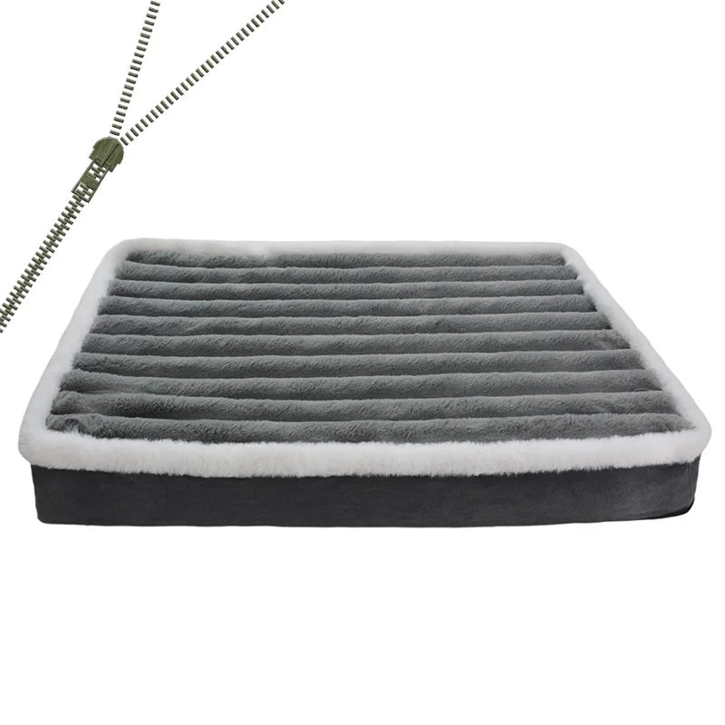 Washable Dog Bed Mat with Removable Zipper Cover gray m50x40x5cm by HitMyNeed