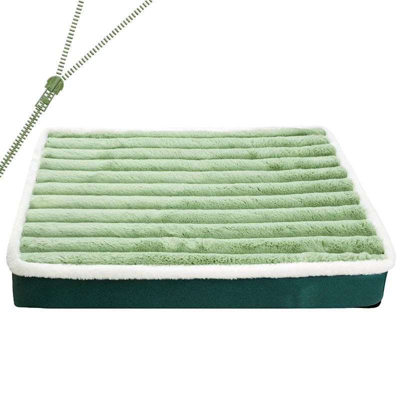 Washable Dog Bed Mat with Removable Zipper Cover green m50x40x5cm by HitMyNeed