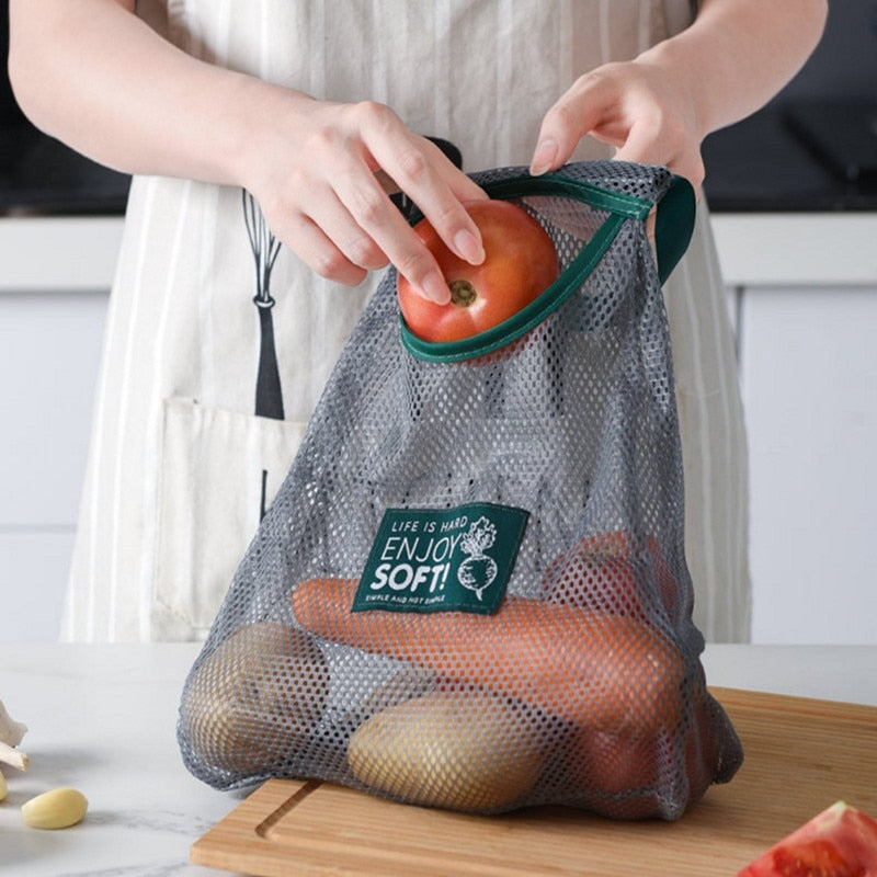 Washable Reusable Mesh Vegetable Bag 25 x 27 cm by HitMyNeed