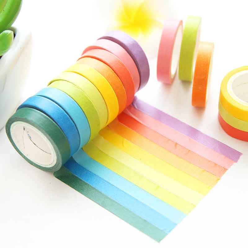 Washi Tape Dispenser with 10 Rainbow Mini Tapes by HitMyNeed
