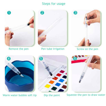 Water Brush Pens Set of 6 for Watercolor & Calligraphy by HitMyNeed