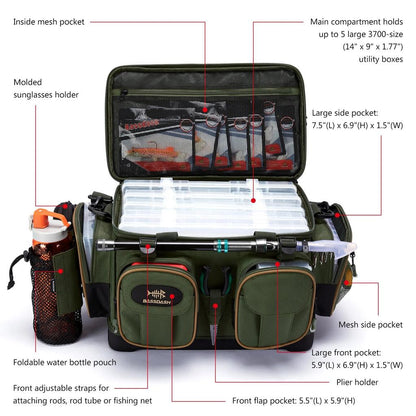 Water Resistant Fishing Tackle Shoulder Bag with Rain Cover by HitMyNeed
