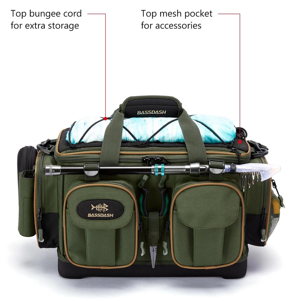 Water Resistant Fishing Tackle Shoulder Bag with Rain Cover by HitMyNeed