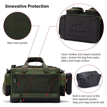 Water Resistant Fishing Tackle Shoulder Bag with Rain Cover by HitMyNeed