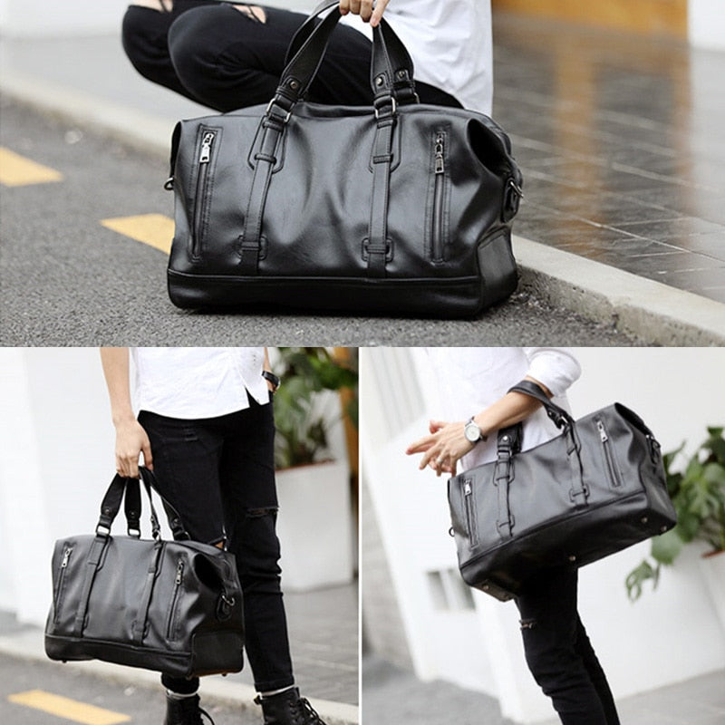Water-Resistant PU Leather Travel Duffle Bag by HitMyNeed