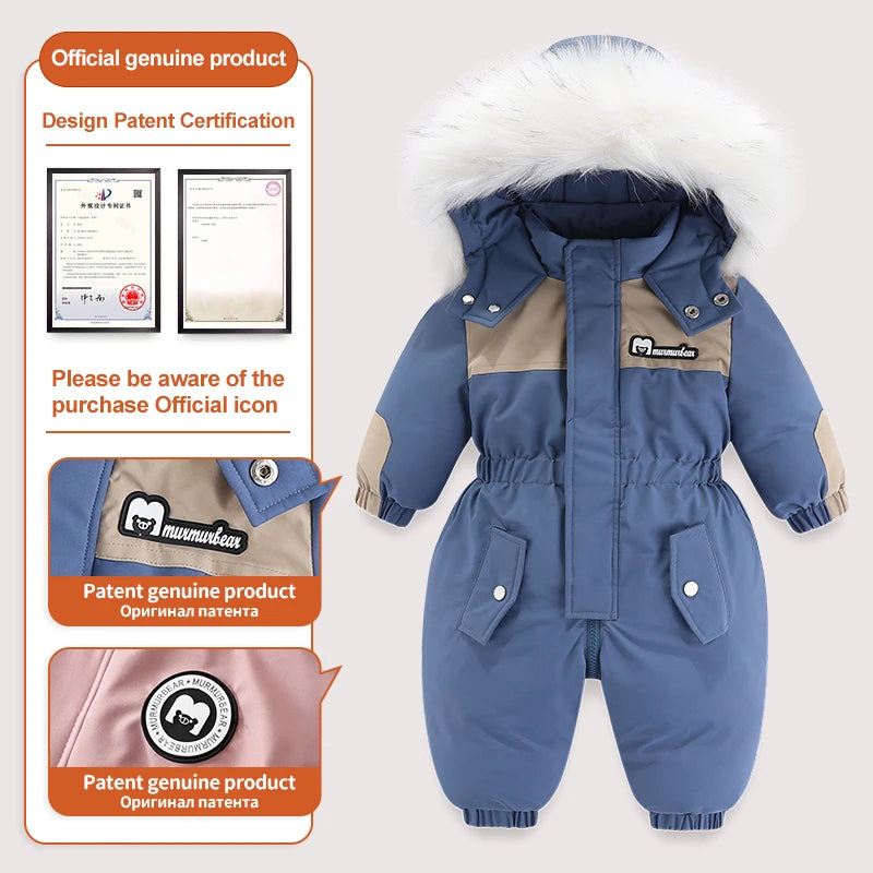 Waterproof -30°C Winter Baby Ski Jumpsuit with Hood by HitMyNeed